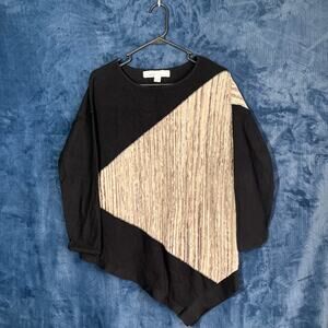 Curio New York Casual Knitted Tunic Black and Brown Long Sleeve Sweater Woman XL